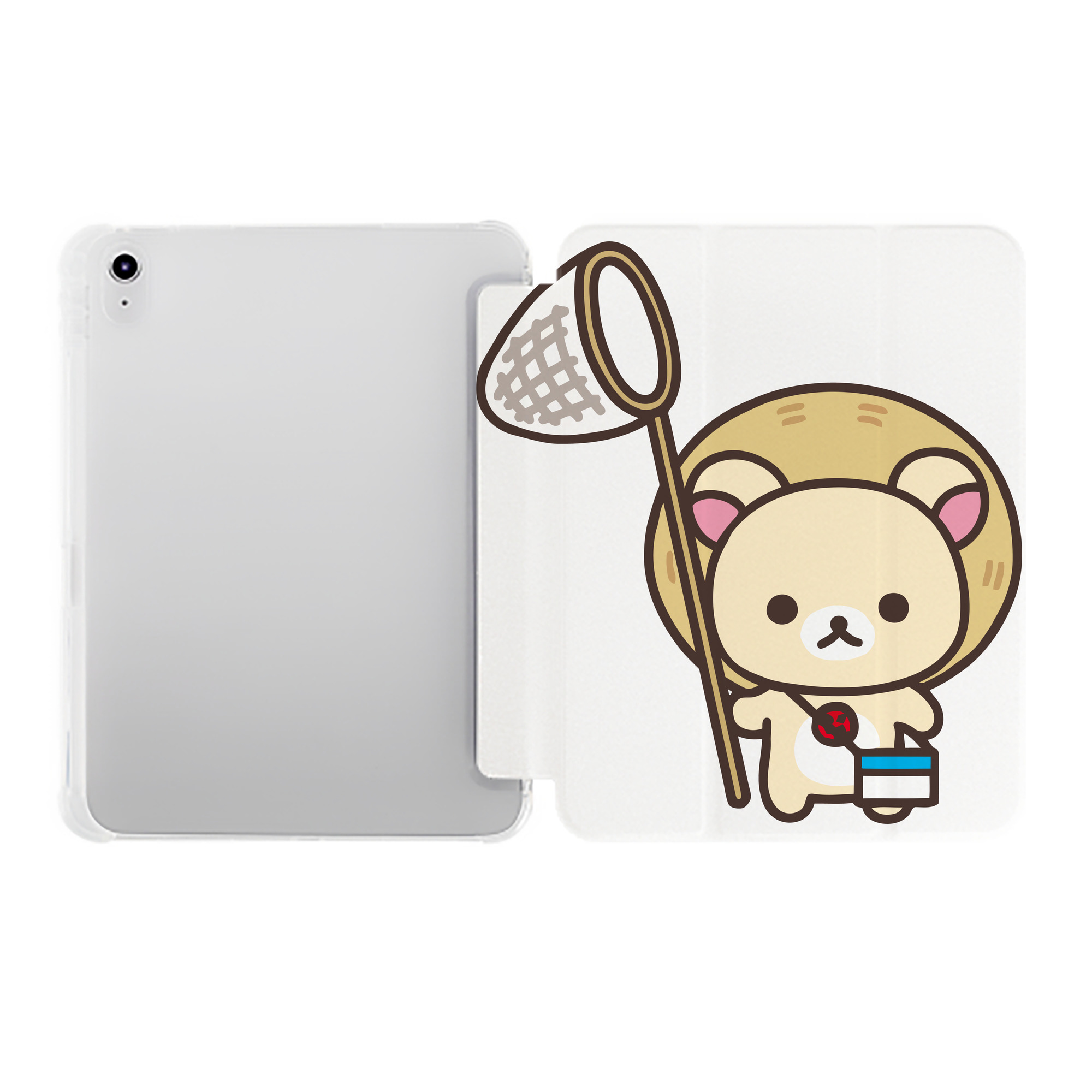 （画像用） リラックマ リラックマ キイロイトリ Rilakkuma Korilakkuma Kiiroitori IPad ケース ペン収納付き 三つ折りスタンド PUレザー×シリコン 対応機種9.5/10.5/10.9インチ